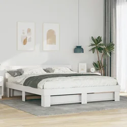 vidaXL Konstrukcija postelje Bela 200 x 200 cm Trdna borovina