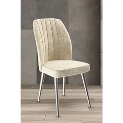 Hanah Home set trpezarijskih stolica Platinum 8 kom, krem tkanina Jerry, hromirane metalne noge