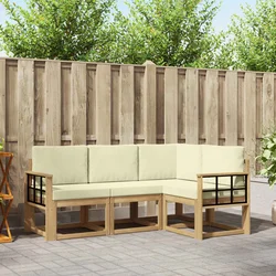 Set vanjskih sofa s jastukom 4 pcs Bijela i krem