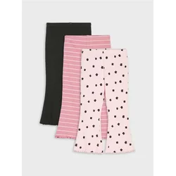 Sinsay - Pamučne flare helanke od rebrastog dzempera 3 pack - pastelno roze