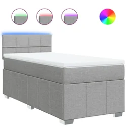 Vidaxl Box spring postelja z vzmetnico svetlo siva 80x200 cm blago