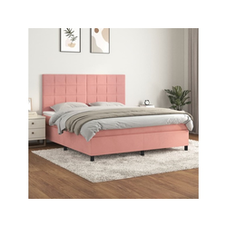Den Box spring postelja z vzmetnico roza 180x200 cm žamet