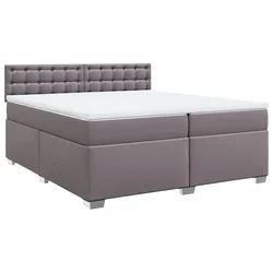 Vidaxl Box spring postelja z vzmetnico siva 200x200 cm umetno usnje