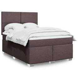 Box spring postelja z vzmetnico temno rjava 160x200 cm blago - vidaXL - Rjava - 105.04 - 160 x 200 cm - vidaXL