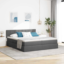 Krevet s od storage Tamno siva 180 x 200 cm Lažna koža