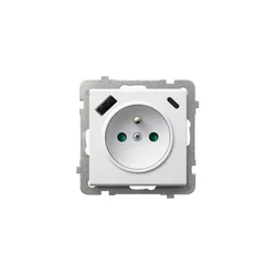 Ospel - Kućna utičnica bez okvira 230V + 1xUSB-A + 1xUSB-C SONATA bela