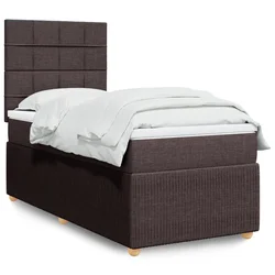 vidaXL Box spring postelja z vzmetnico temno rjava 90x200 cm blago