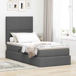 Krevet s madracem i skladištem Tamno siva 90 x 200 cm Poliester