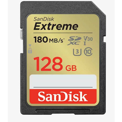 SanDisk Extreme SDXC spominska kartica, 128 GB, C 10, UHS-I, U3, V30, 180/90 MB/s (SDSDXVA-128G-GNCIN)