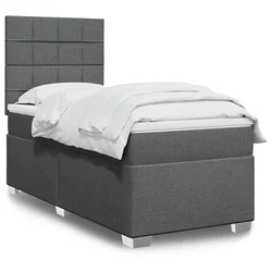 vidaXL Box spring postelja z vzmetnico temno siva 90x200 cm blago