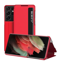 Etui Side View za Samsung Galaxy S21 Ultra - rdeč
