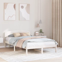 vidaXL posteljni okvir z naslonom bela 140x190 cm trd les bor