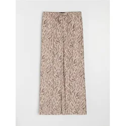 Sinsay - Viskozne wide leg pantalone sa biljnim motivom - BEŽ