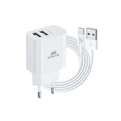 Punjač zidni RivaPower PS4001 WD3 EU wall charger white 2,4A/ 2USB, with Type-C cable, 12/96