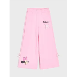 Sinsay - Wide leg trenerka pantalone sa printom i mašnicama Minnie Mouse - pastelno roze