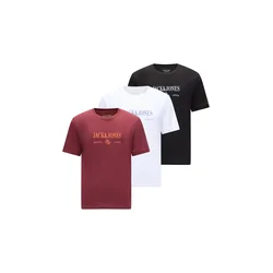 JACK & JONES Majica JORFREDERIKSBERG bordo/črna/bela