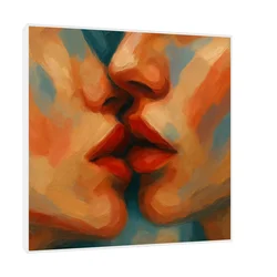 Canvas Slika na platnu Poljubac u boji 50x50cm, Sa ramom, Beli