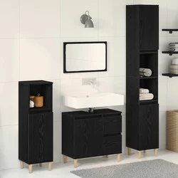Set namještaja za kupaonicu Zidne s pohranom 3 pcs Crni hrast