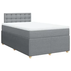 Vidaxl Boxspring postelja z vzmetnico svetlo siva 120x190 cm blago