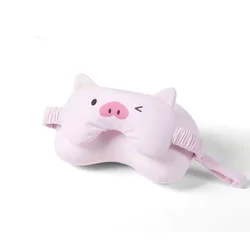 Set maska za oči i jastuk za putovanje Prase, Roze