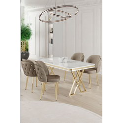 Hanah Home Set Trpezarijski sto i 4 stolice Rigel, Bež-beli