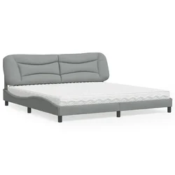 Krevet s madracem Hvar svjetlosivi 200 x 200 cm od tkanine