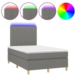 Vidaxl Box spring postelja z vzmetnico LED temno siva 120x190 cm blago