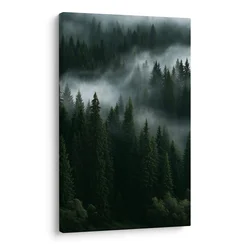 Slika tihi gorski gozd v megli - 100x150