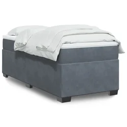 vidaXL Box spring postelja z vzmetnico temno siv 90x190 cm žamet