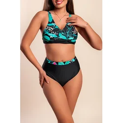 Plus size dvodelne kopalke, zelene