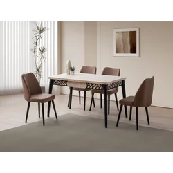 Hanah Home Trpezarijski sto na razlvačenje Mira 1224, 130x75x80 cm, Bež
