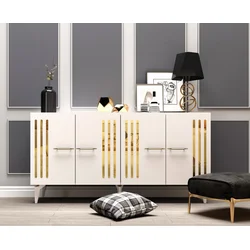 Hanah Home Konzola Junes, 150x79x40 cm, Belo-zlatne boje