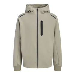 Jack & Jones dukserica Fusion sa kapuljačom i rajsferšlusom za muškarce, sivo-bež