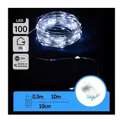 Aigostar - LED niz 100xLED/3xAA 10,3m hladno bela