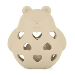 PETITE&MARS Igrača silikonska z ropotuljico Bear Basil Desert Sand 0m+
