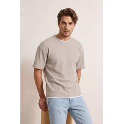 Trendyol Muška majica Tmnss26Ts00038, Bež