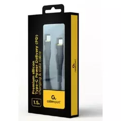 GEMBIRD Premium silikonski Type-C PD kabl za punjenje i prenos podataka CC-USB2S-CMCM-1.5M-BK, 60 W, 1.5 m, Crni
