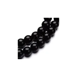 Staklena perla lopta 6 mm crna niska 40 cm (55 kom)