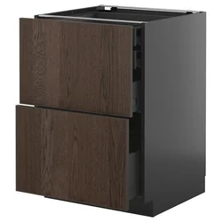 METOD/KNIVSHULT Podstav omr 2lč/2nzk/1sre/1vsk prd, črno siva/Sinarp rjava, 60x60 cm