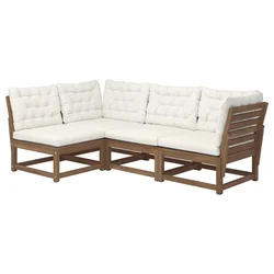 NÄMMARÖ Modularna ugaona sofa, trosed, napolju svetlosmeđe bajcovano/Kuddarna svetla sivobež