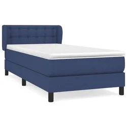 Vidaxl Box spring postelja z vzmetnico modra 90x200 cm blago