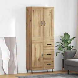 vidaXL Visok predalnik Umetni hrast 69,5 x 34 x 180 cm Konstruiran les