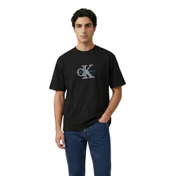 Calvin Klein Jeans Majica azur / opal / temno rjava / bela