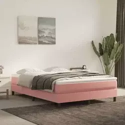 Madrac s džepičastim oprugama srednje tvrdoće rozi 140x210x20 cm baršunasti