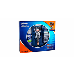 Gillette Fusion Proglide darilni set brivnik z enim rezilom 1 kos + nadomestna rezila 2 kos + gel po britju Series Sensitive 75 ml