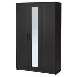 BRIMNES Garderober s 3 vrata, crna, 117x190 cm