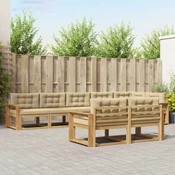Set vanjskih sofa s jastukom 6 pcs Bijela i bež Poliester