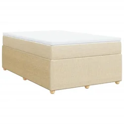 Vidaxl Box spring postelja z vzmetnico krem 120x200 cm blago