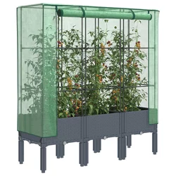 Povišena gredica s pokrovom za staklenik 120 x 40 x 140 cm