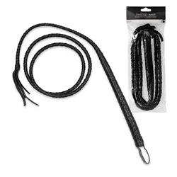 The Twisted Whip - dolg pleten črn BDSM bič z zanko